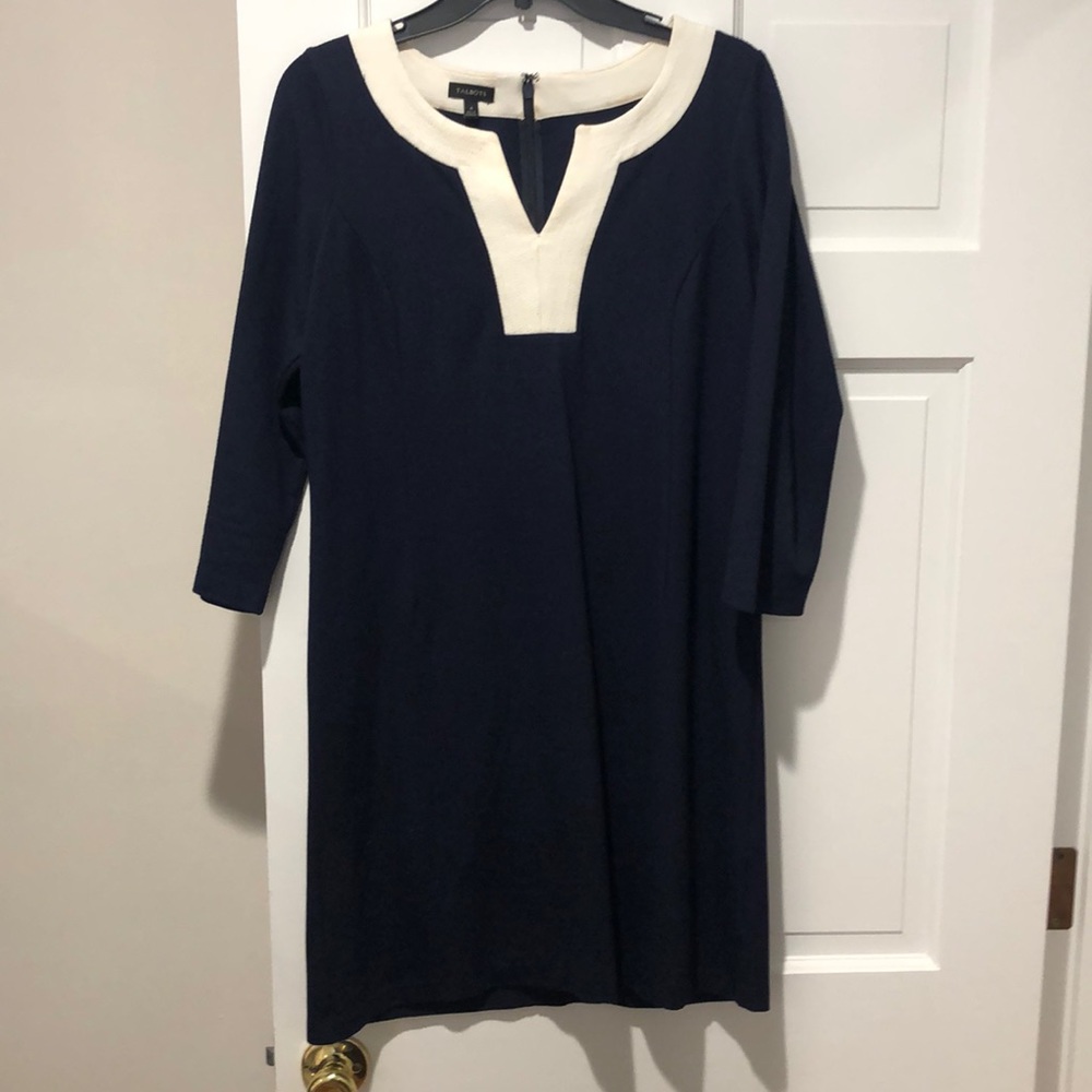 Talbots Navy and white dress